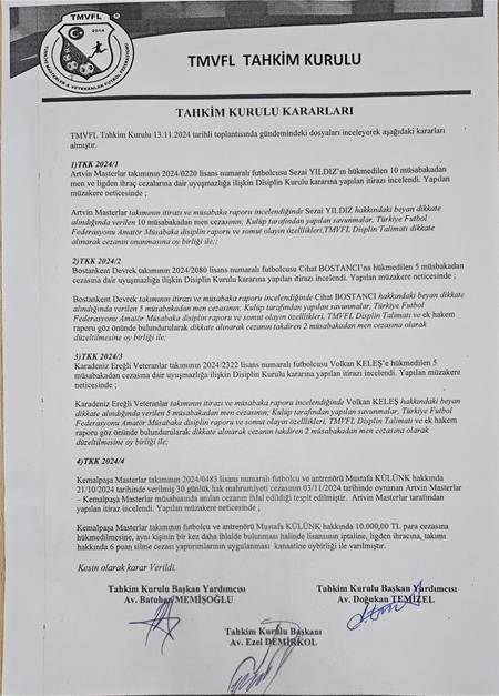 TAHKİM KURULU KARARLARI